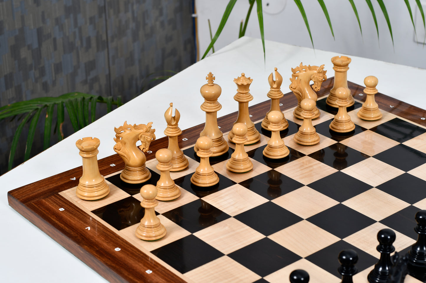 Viking Series Triple Weighted Staunton Luxury Chess Pieces – Handcrafted Ebony & Boxwood, 4.4” King