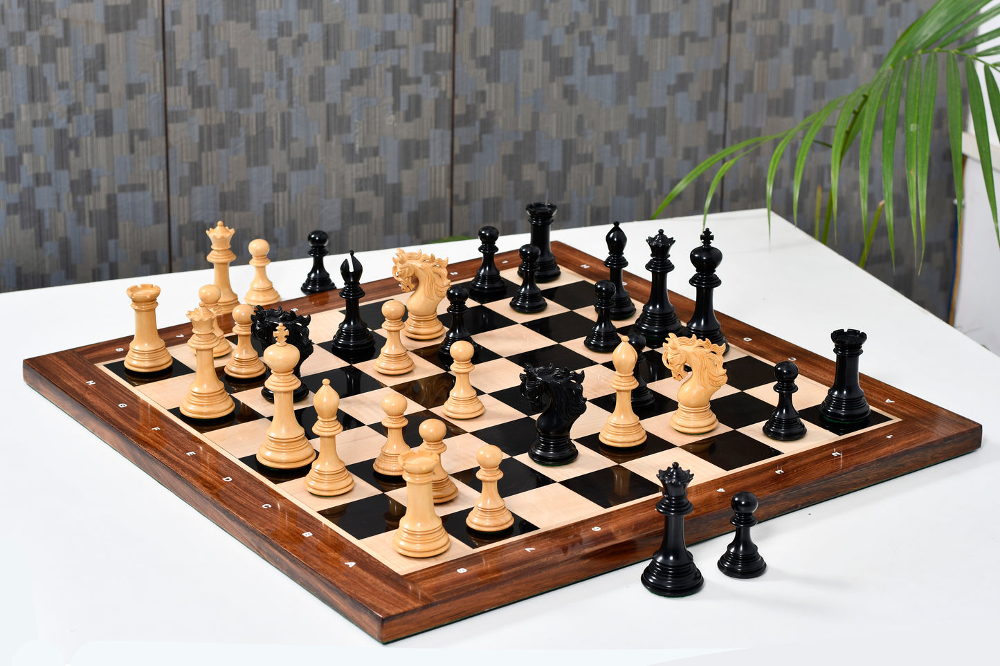 Viking Series Triple Weighted Staunton Luxury Chess Pieces – Handcrafted Ebony & Boxwood, 4.4” King