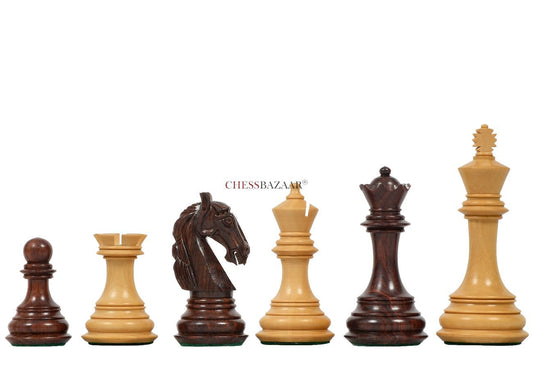 The New Columbian Staunton Series Chess Pieces in Rose Wood & Boxwood - 3.8" King