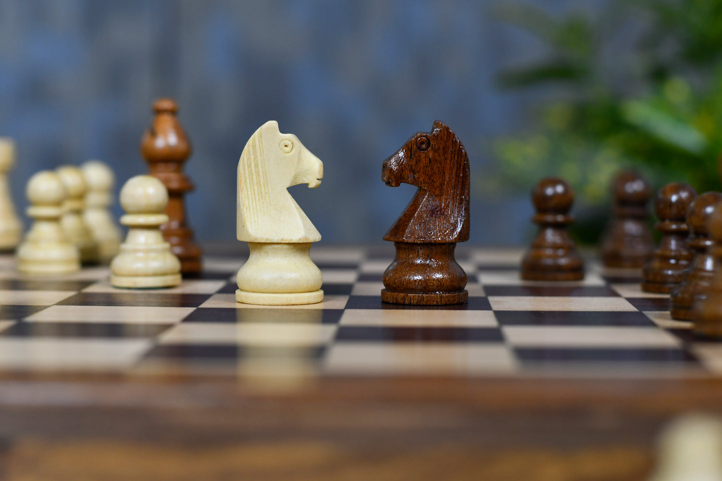 12-Inch Magnetic Travel Chess Set with Drawer Storage – Matte Finish Rosewood, Extra Queens