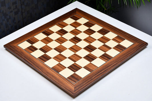 Wooden Deluxe Santos Palisander pr & Sycamore with Matte Finish Chess Board 22" - 55 mm