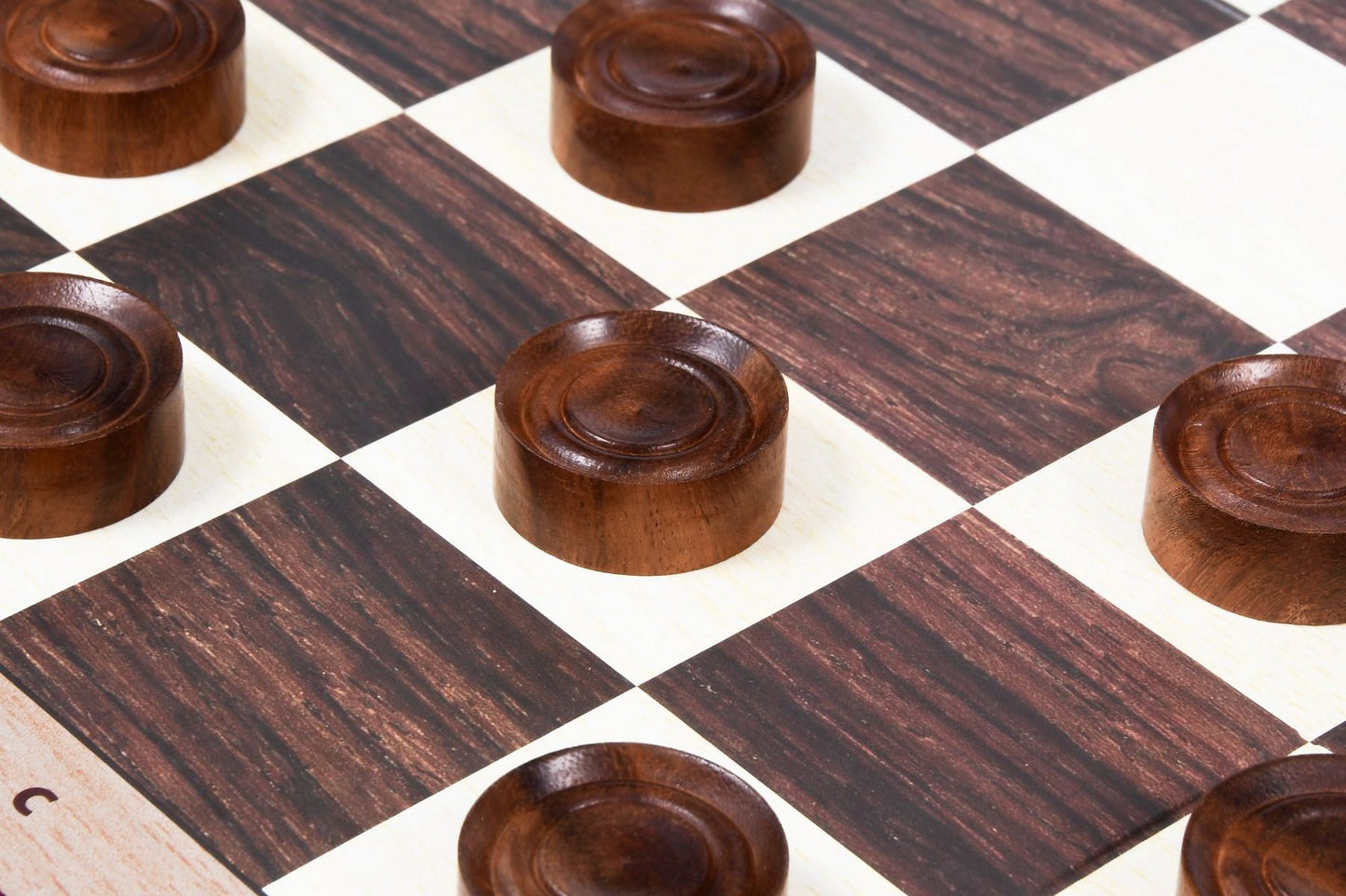 Wooden Checkers / Draught Set in Sheesham & Box wood - 35mm