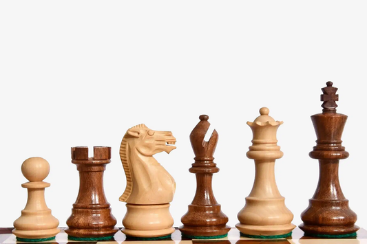 The Player Series Staunton Chess Pieces in Acacia Wood & Box Wood - 3.0" King