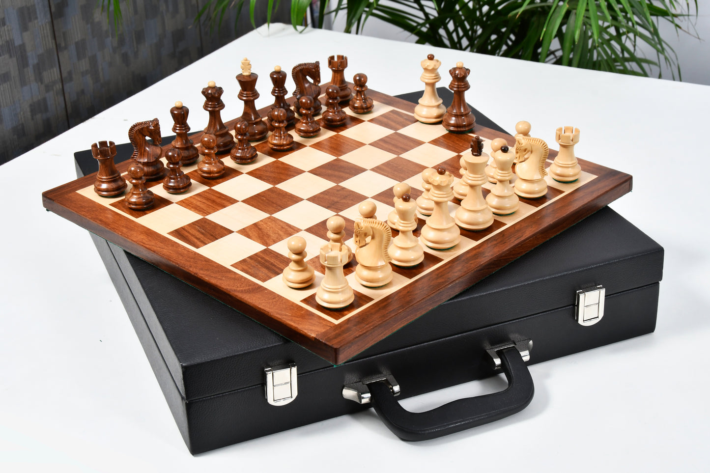 The Old Russian Zagreb 3.1 inch Chess Set in Sheesham Wood with 15 inch Wooden Chessboard & Storage Box