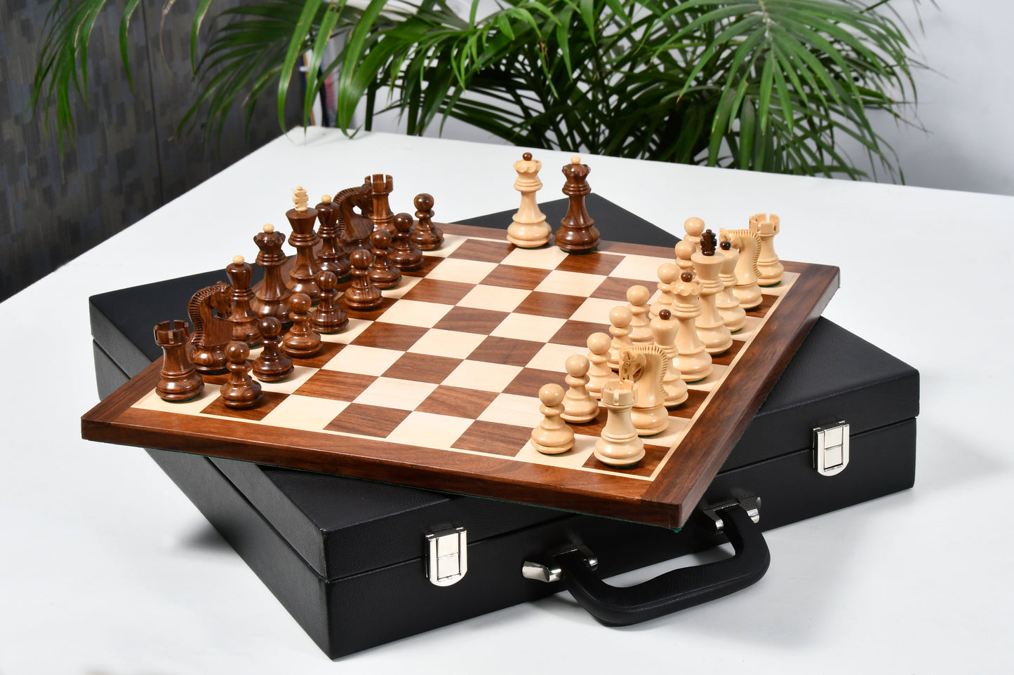 The Old Russian Zagreb 3.1 inch Chess Set in Sheesham Wood with 15 inch Wooden Chessboard & Storage Box