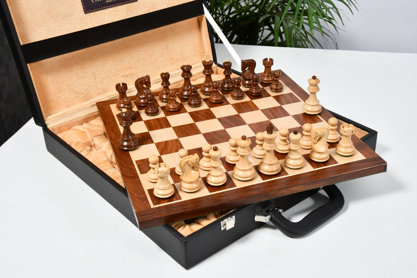 The Old Russian Zagreb 3.1 inch Chess Set in Sheesham Wood with 15 inch Wooden Chessboard & Storage Box