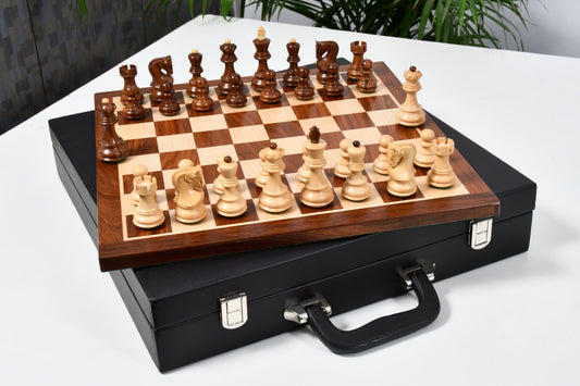 The Old Russian Zagreb 3.1 inch Chess Set in Sheesham Wood with 15 inch Wooden Chessboard & Storage Box