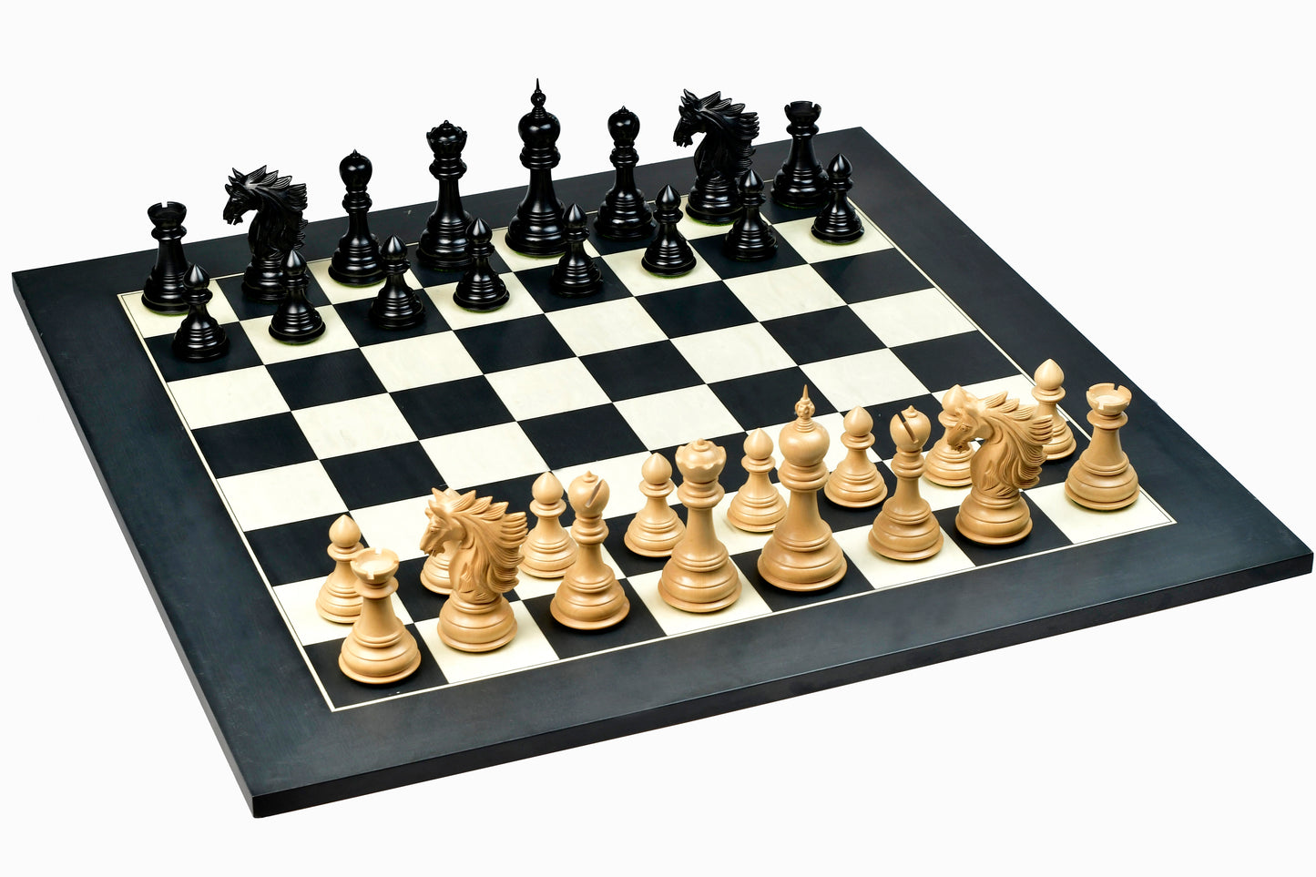 Sher-E-Punjab Series Chess Pieces in Ebony/Boxwood With Board & Box- 4.6" King