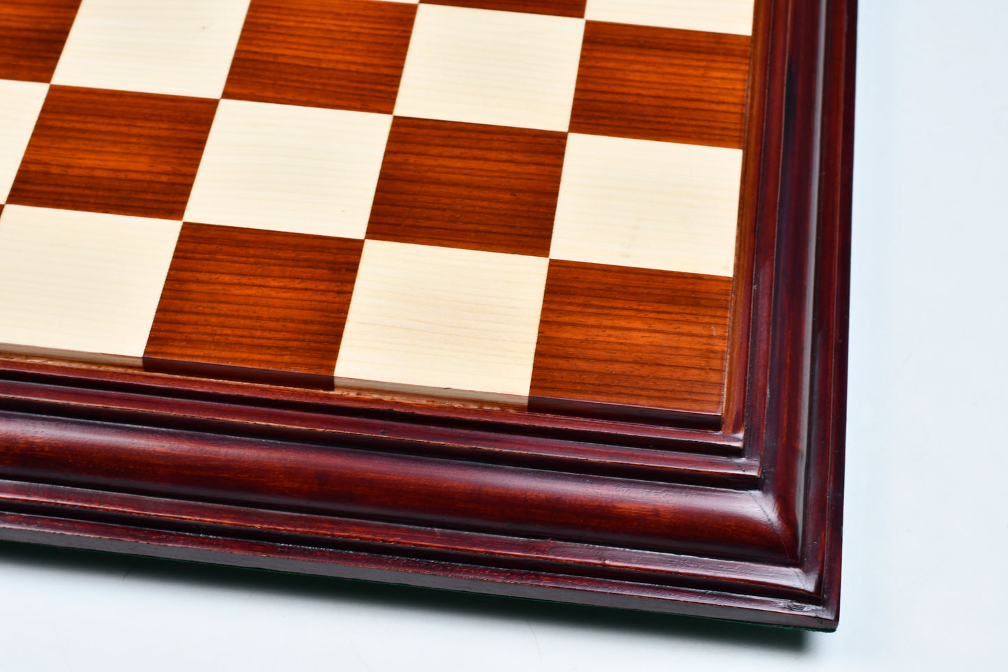 Solid Wooden Luxury Indian Handmade Chess Board in Bud Rosewood (Padauk) & Maple - 21" Board - 55 mm square