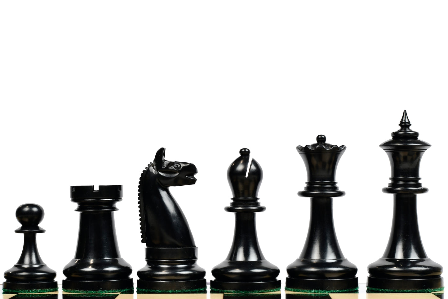 American Chess Company 1904 Reproduction Tournament Chess Set - In Black Ebonized & Antiqued Boxwood 3.8" King