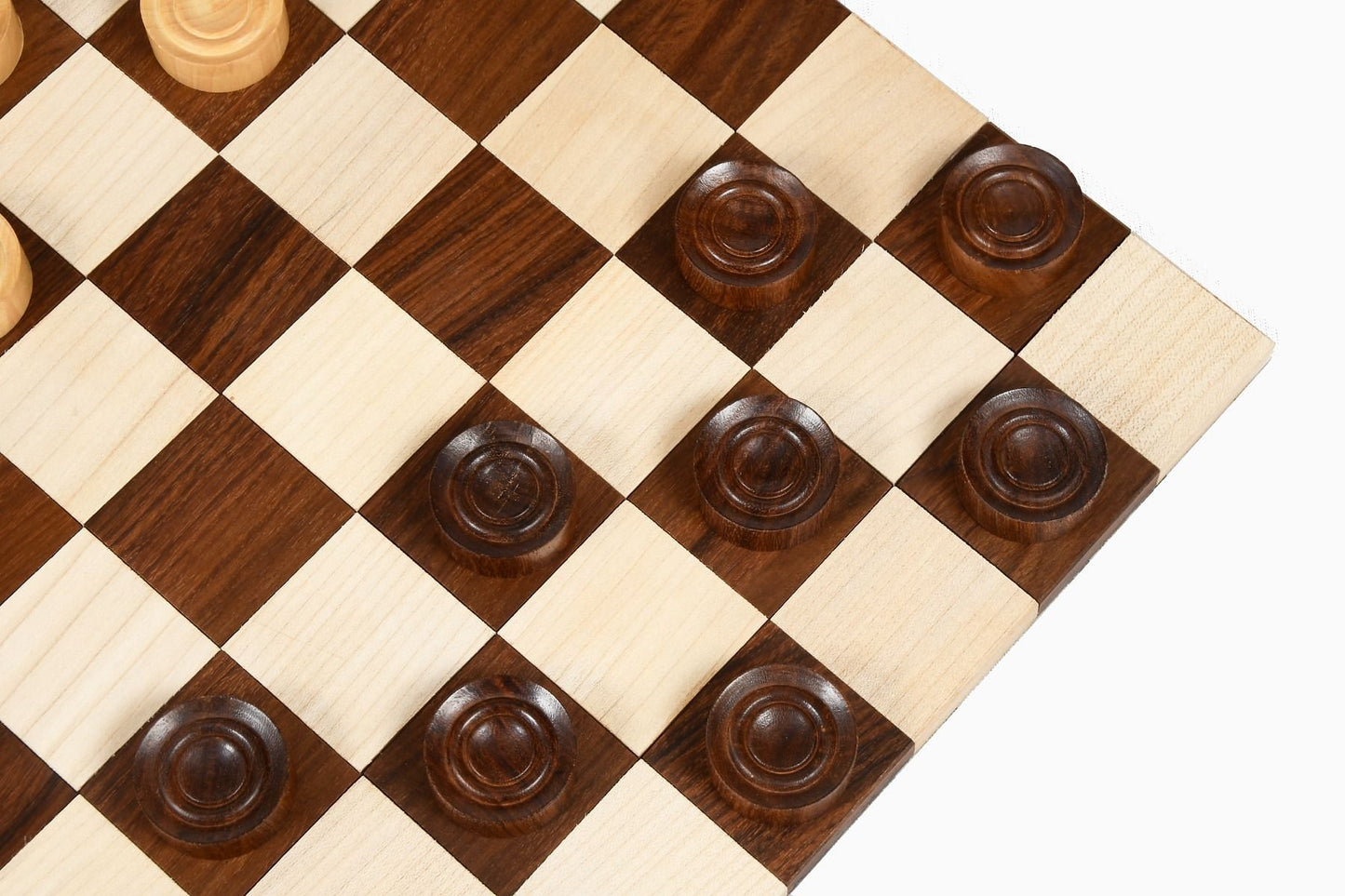 Wooden Checkers / Draught Set in Sheesham & Box wood - 30mm