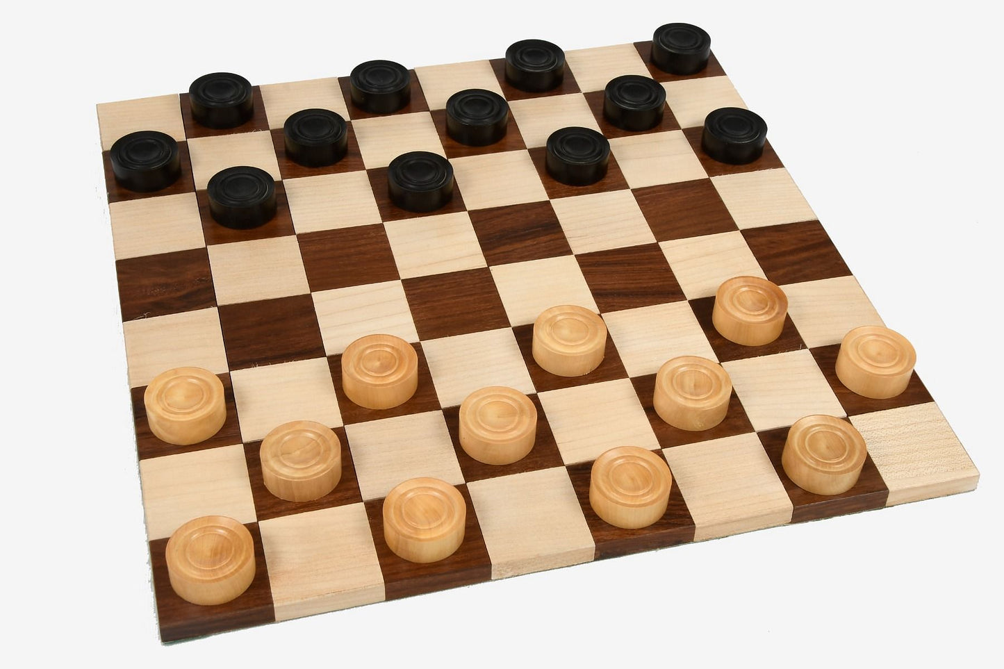 Wooden Checkers / Draught Set in Stained Dyed Boxwood & Natural Box wood - 30mm