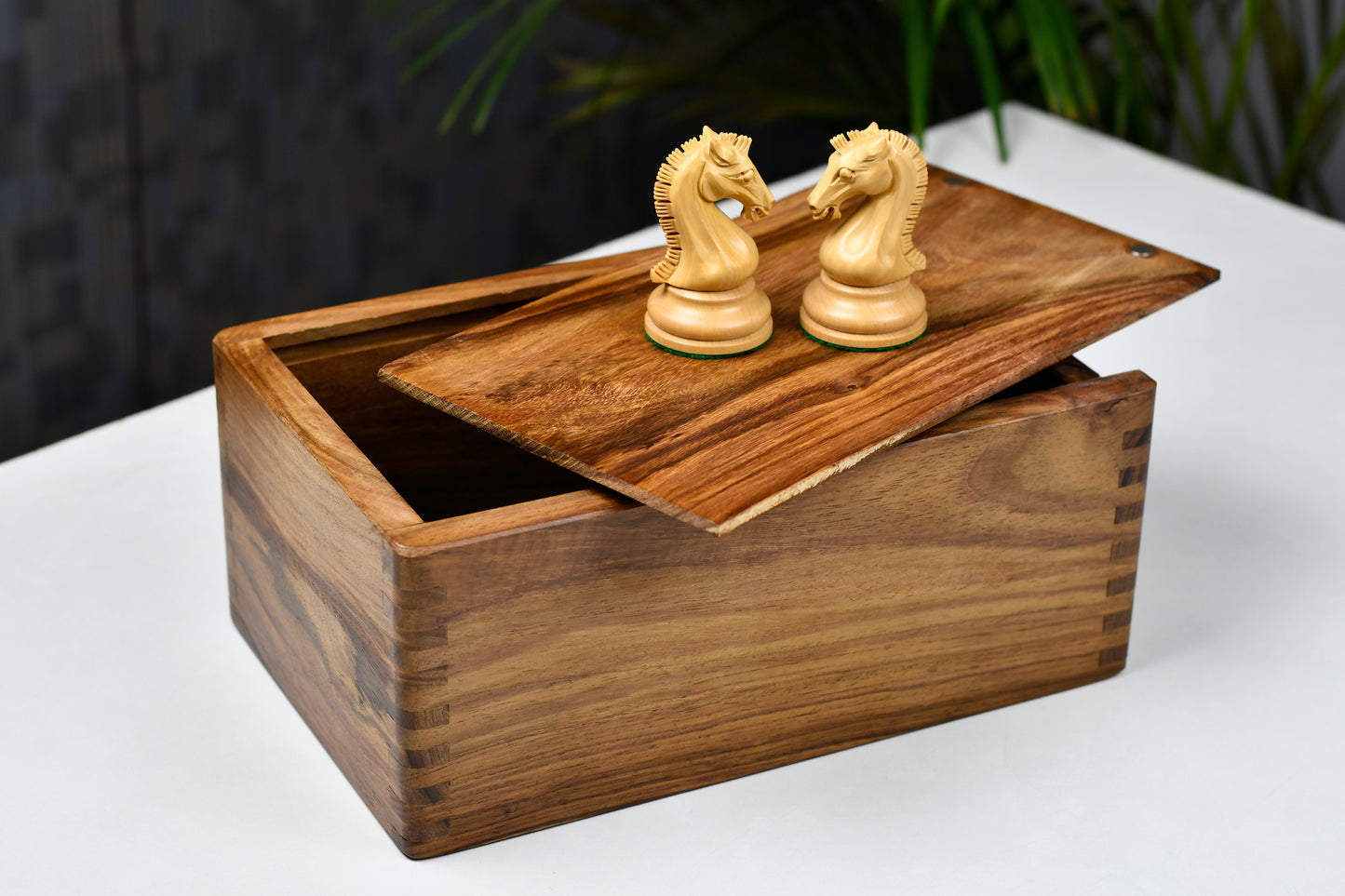 Tournament Chess Storage Box in Sheesham Wood for up to 3.8" Chess Set w/o Center Partition