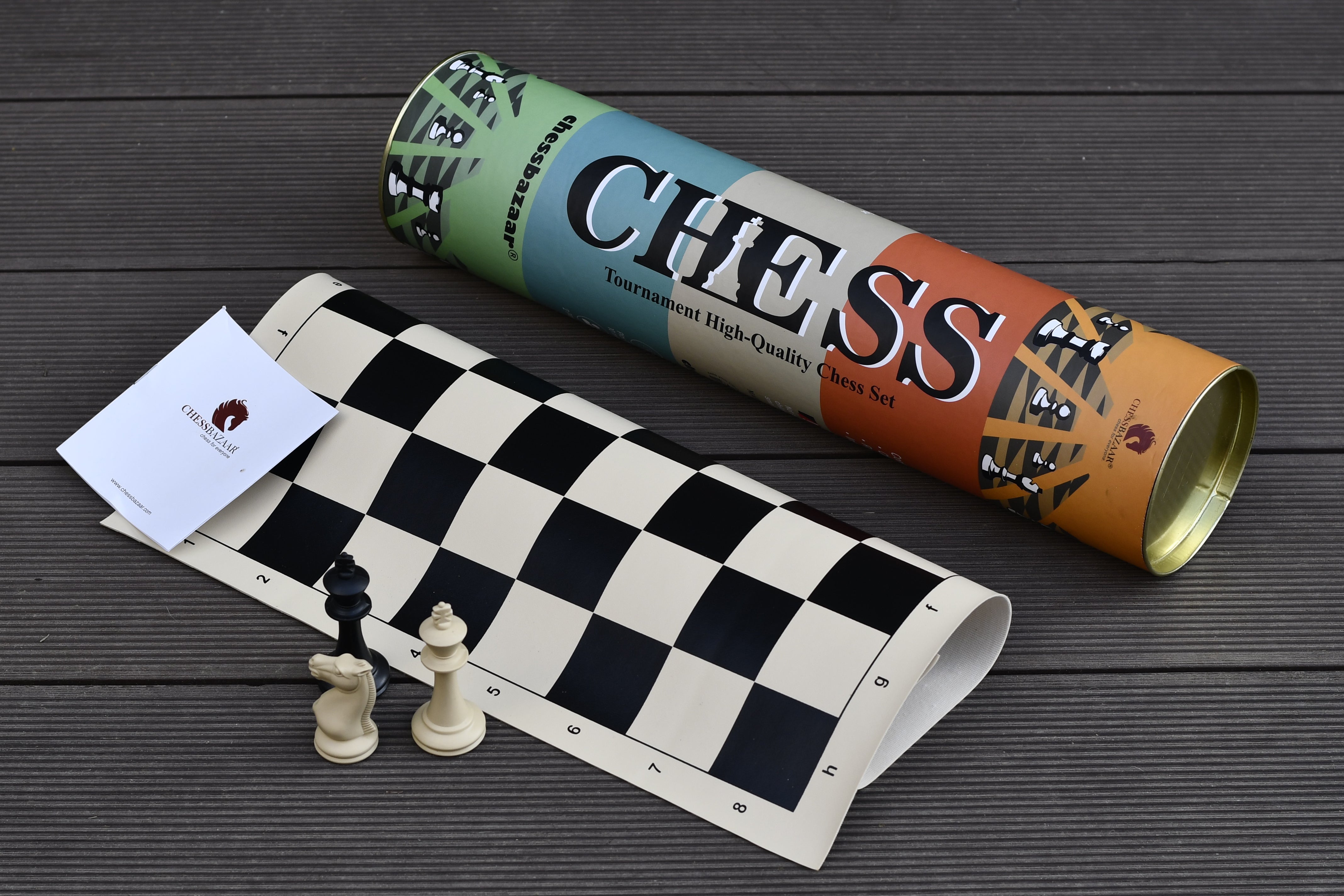 The Study Tournament Plastic Chess Pieces & Roll Up Chess Board Combo ...