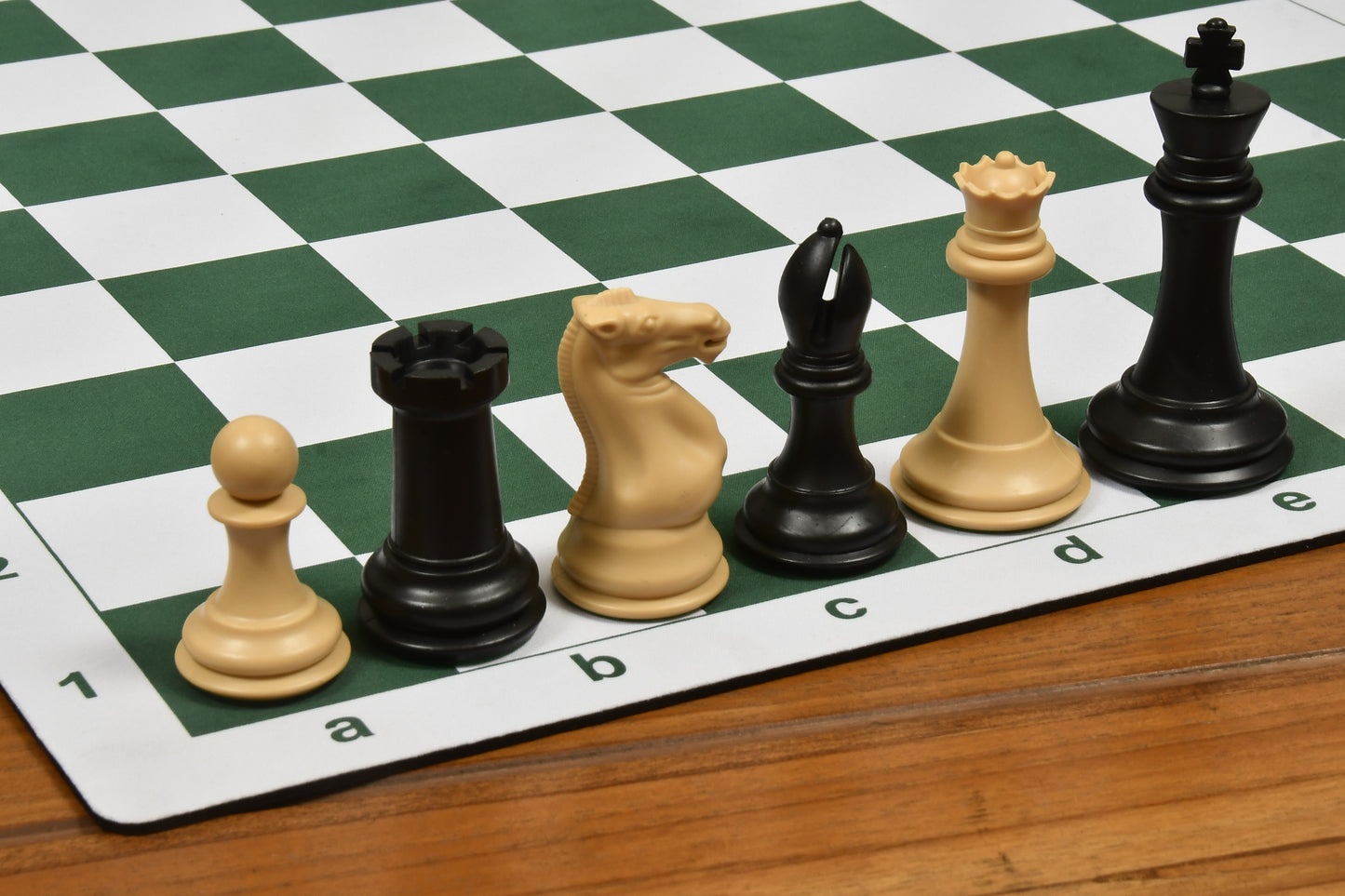 The Superior Staunton Series Quadruple Weighted Chess Pieces in Black Dyed & Natural White Solid Plastic - 4.1" King