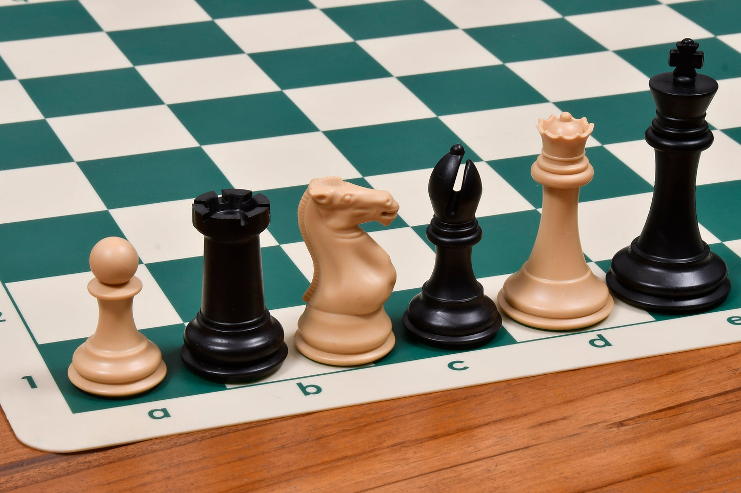 The Superior Staunton Series Quadruple Weighted Chess Pieces in Black Dyed & Natural White Solid Plastic - 4.1" King