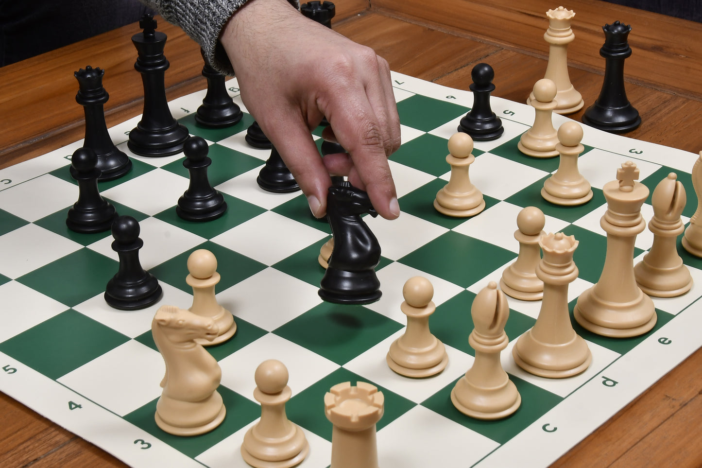 The Superior Staunton Series Quadruple Weighted Chess Pieces in Black Dyed & Natural White Solid Plastic - 4.1" King