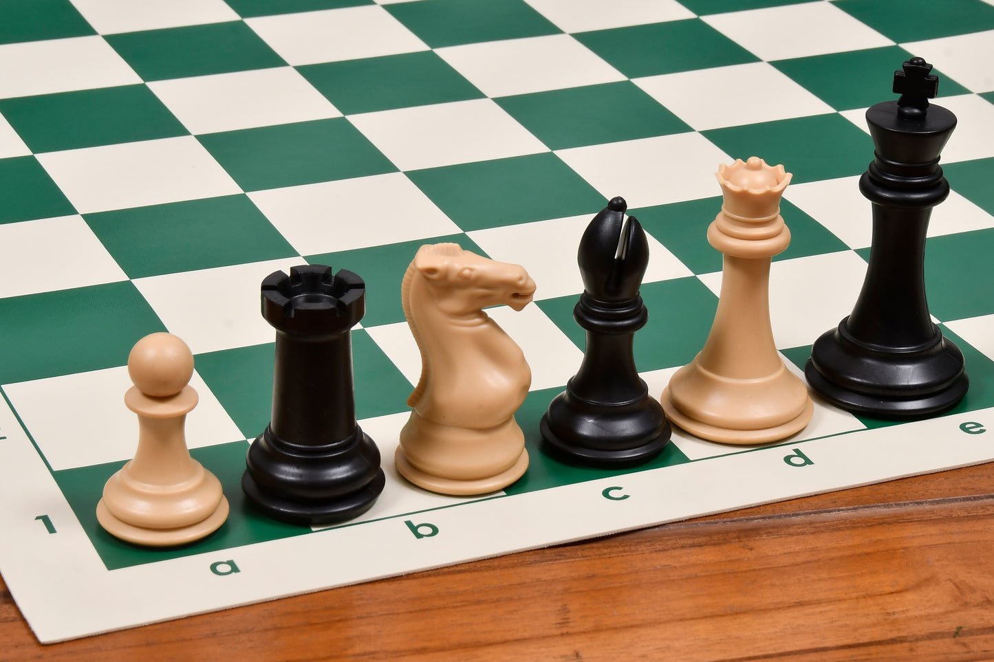 The Superior Staunton Series Quadruple Weighted Chess Pieces in Black Dyed & Natural White Solid Plastic - 4.1" King