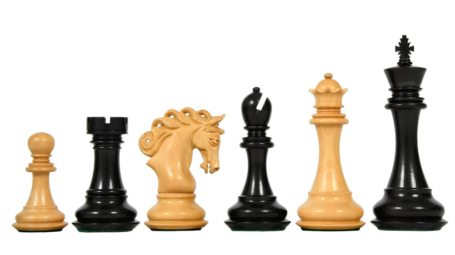 Combo of The Pegasus Series Artisan Staunton Chess Pieces ver 2.0 in Ebony / Boxwood - 4.6" King with Wooden Chess Board