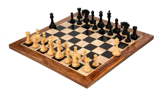 Combo of The Pegasus Series Artisan Staunton Chess Pieces ver 2.0 in Ebony / Boxwood - 4.6" King with Wooden Chess Board