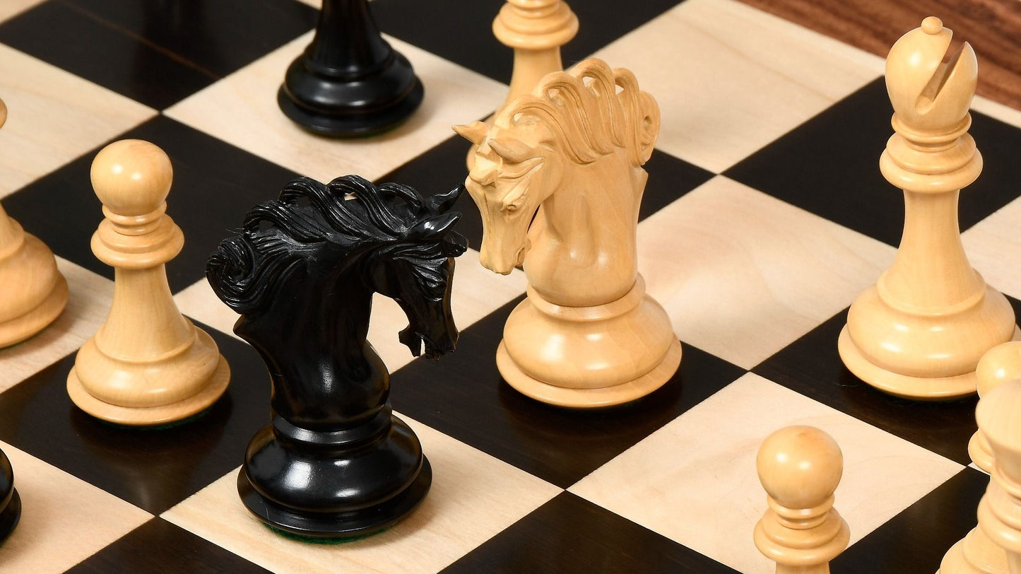 Combo of The Pegasus Series Artisan Staunton Chess Pieces ver 2.0 in Ebony / Boxwood - 4.6" King with Wooden Chess Board