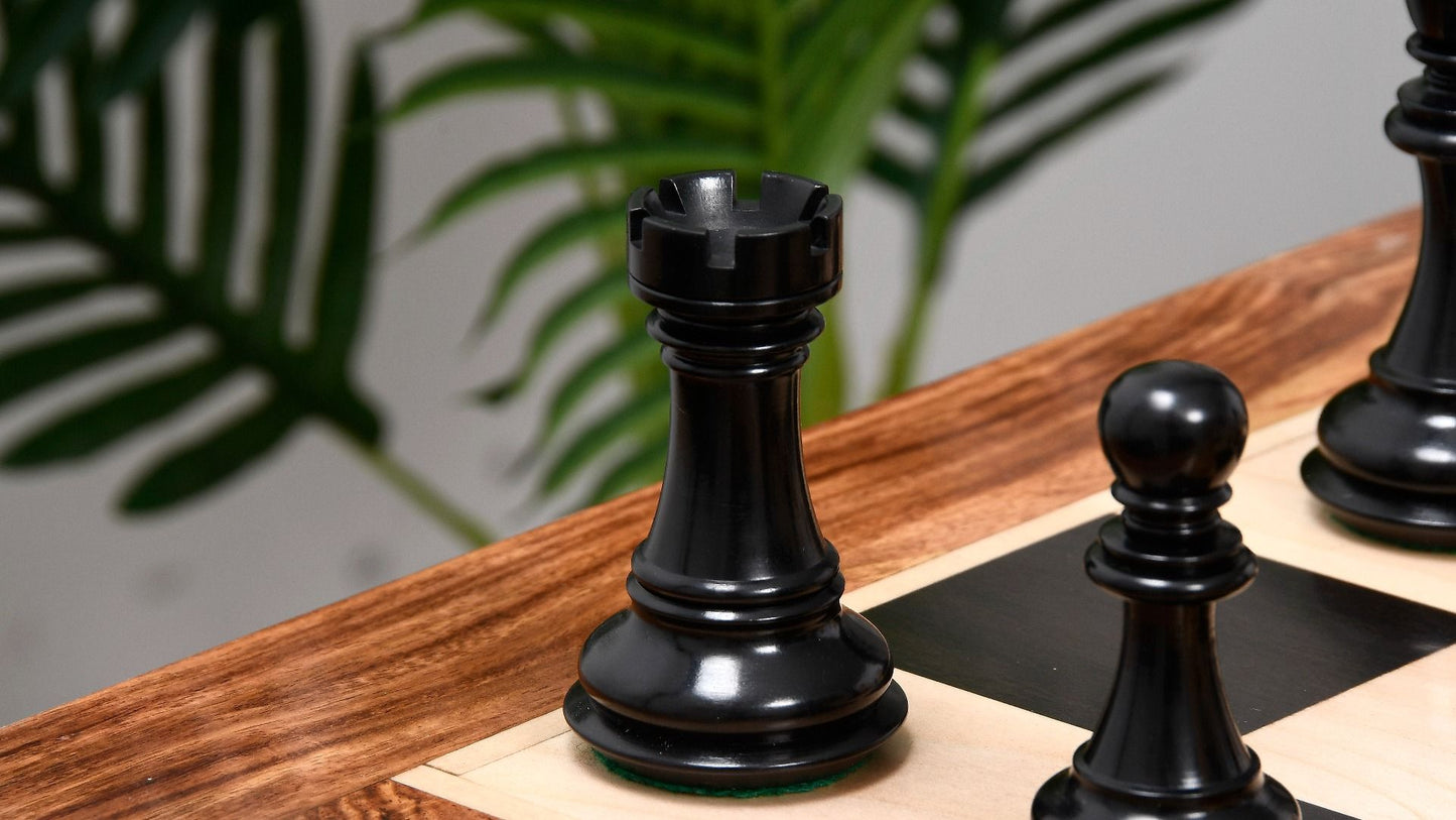 Combo of The Pegasus Series Artisan Staunton Chess Pieces ver 2.0 in Ebony / Boxwood - 4.6" King with Wooden Chess Board