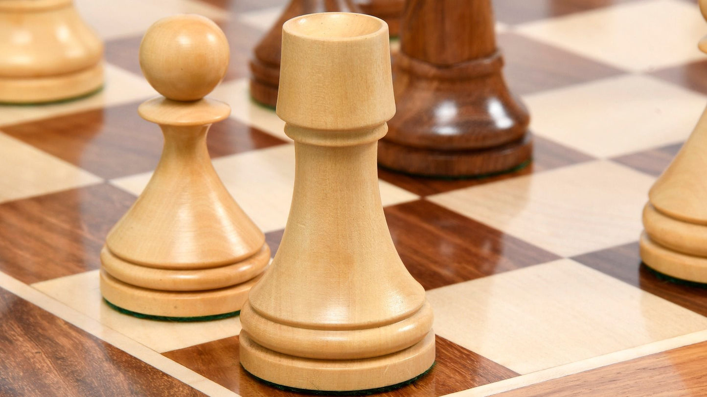 Combo of Reproduced 1961 Soviet Championship Baku Chess Pieces in Sheesham / Box wood - 4” King with Wooden Chess Board
