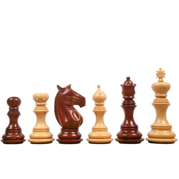 The Bridle Series Wooden Chess Pieces in Bud Rose & Box Wood - 3.58" King