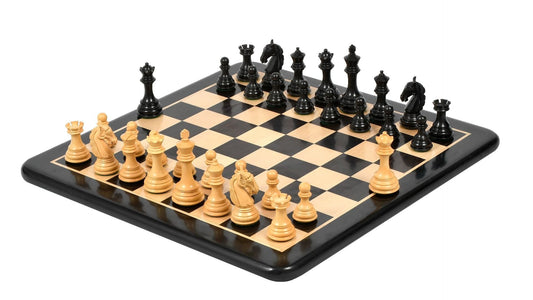 Combo of The New Columbian Staunton Series Chess Pieces in Ebony Wood & Box wood - 3.8" King with Wooden Chess Board