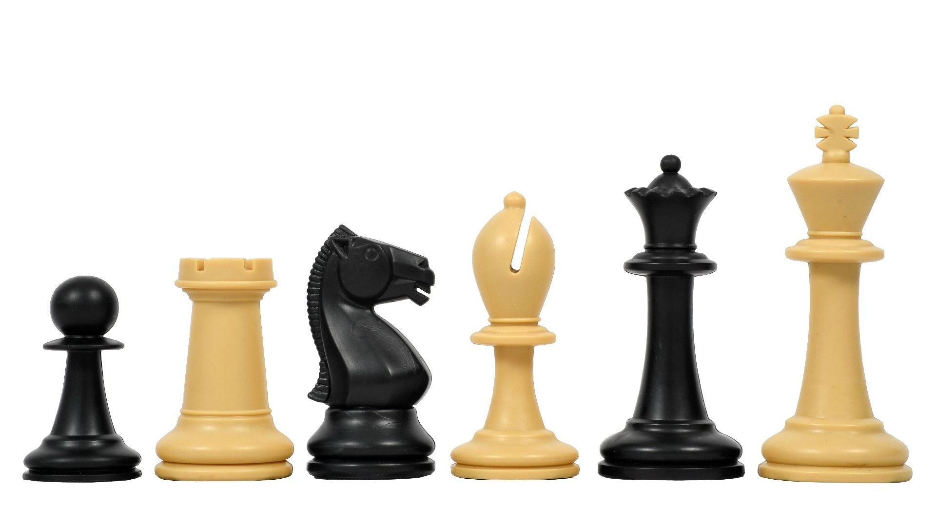 Executive Plastic Chess Set Black & Ivory Pieces - 3.875 King