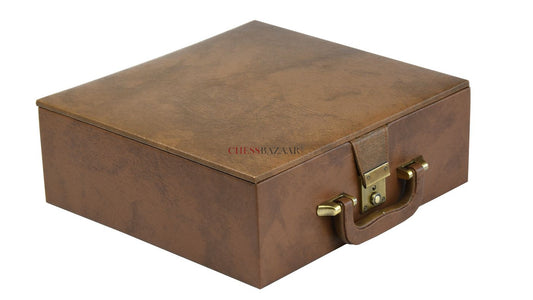 Brown Leatherette Chess Storage Box
