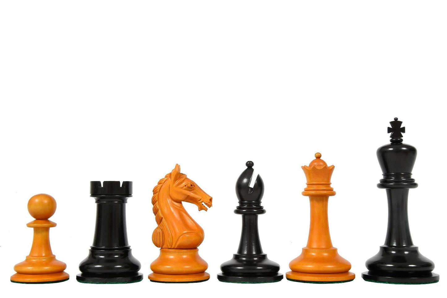 Combo of The Ancient Indian Warrior Staunton Luxury Series Chess Pieces in Ebony / Antiqued Box Wood - 4" King with Wooden Chessboard